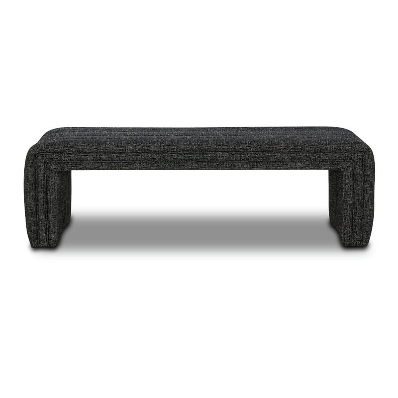 Poly & Bark Matera 56" Fabric Bench - Ebony Black