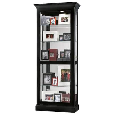 Howard Miller Black Wood Mirrored and Illuminated Curio Cabinet