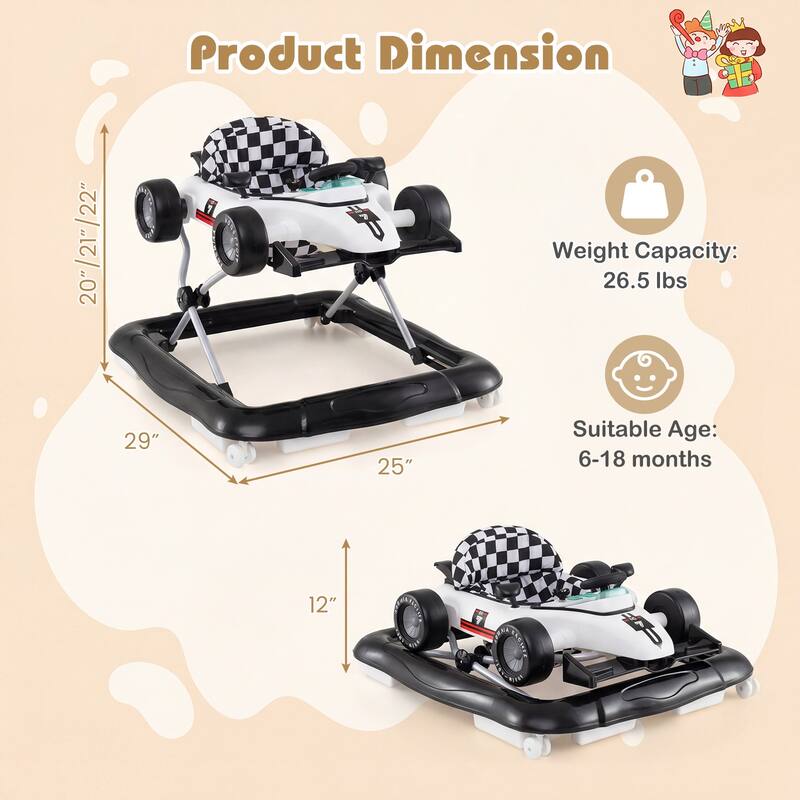 Gymax 4-in-1 Baby Push Walker Activity Center w/3-Level Adjustable