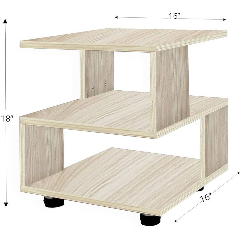 Tatami Magic Cube Nightstands with Classic Modern 2-Tier Rectangle Hollow Design