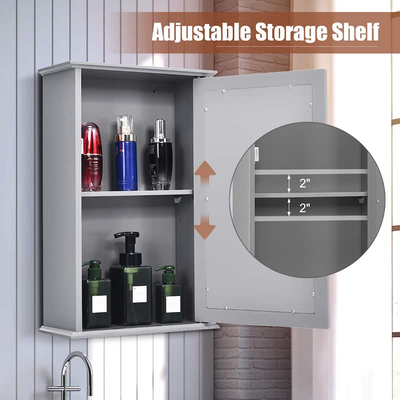 Mirrored Bathroom Cabinet Wall Mount Storage Cabinet with Single Door