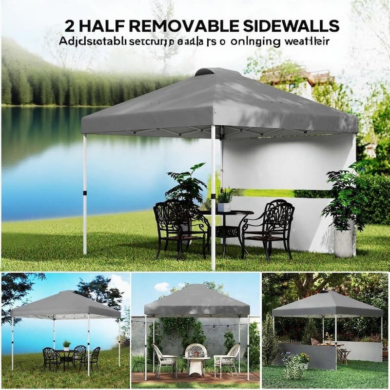 GDFStudio - 10x10 ft Pop-Up Outdoor Canopy Tent with Adjustable Height & Sidewalls