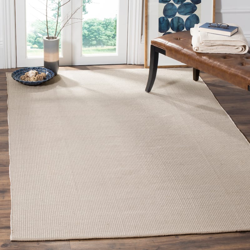 SAFAVIEH Handmade Flatweave Montauk Mariko Casual Cotton Rug - 5' x 8' - Ivory/Grey