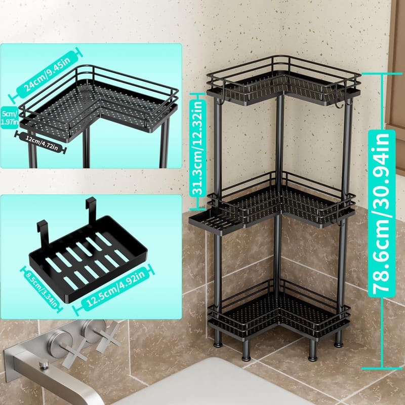 Corner Shower Caddy - 9.45"D x 4.72"W x 1.97"H