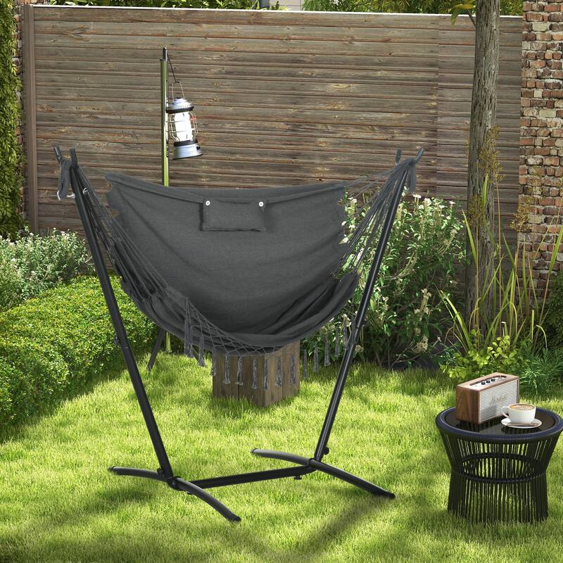 Patio Hammock Chair with Stand - Grey