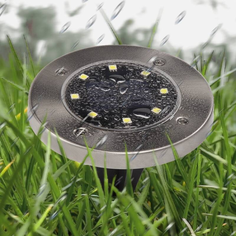 Soltoostar 8-pack Sliver Solar Powered Integrated LED Ground Lights - 8 pack