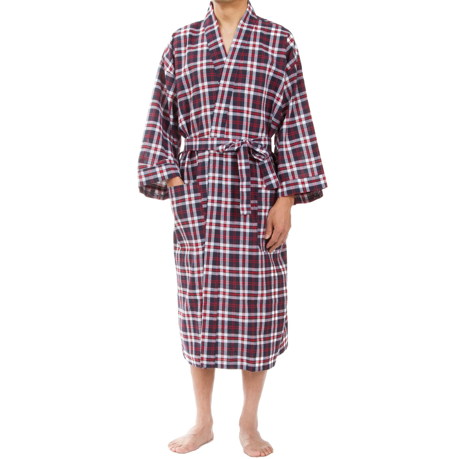 Leisureland Men's Red Plaid Robe On Sale Bed Bath & Beyond 18768041