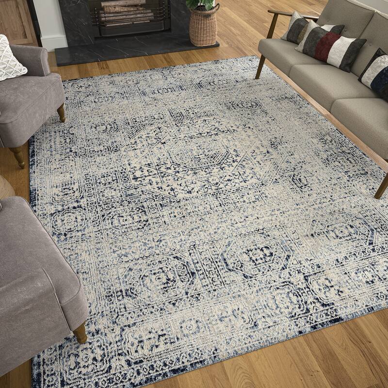 Tucson Farmhouse Oriental Indoor Area Rug - 5'3'' x 7'3'' - Blue/Blue