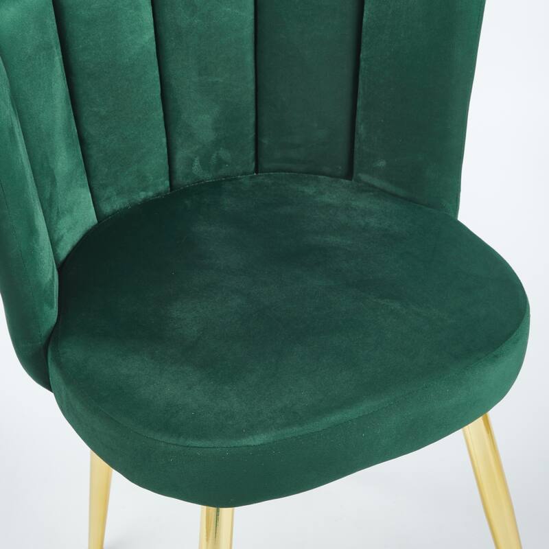 Modern dining chair(set of 2 ) with iron tube golden color legs, velvet and comfortable backrest