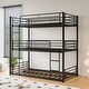 preview thumbnail 5 of 11, Twin Over Twin Over Twin Metal Triple Bunk Bed with Two Attached Ladders