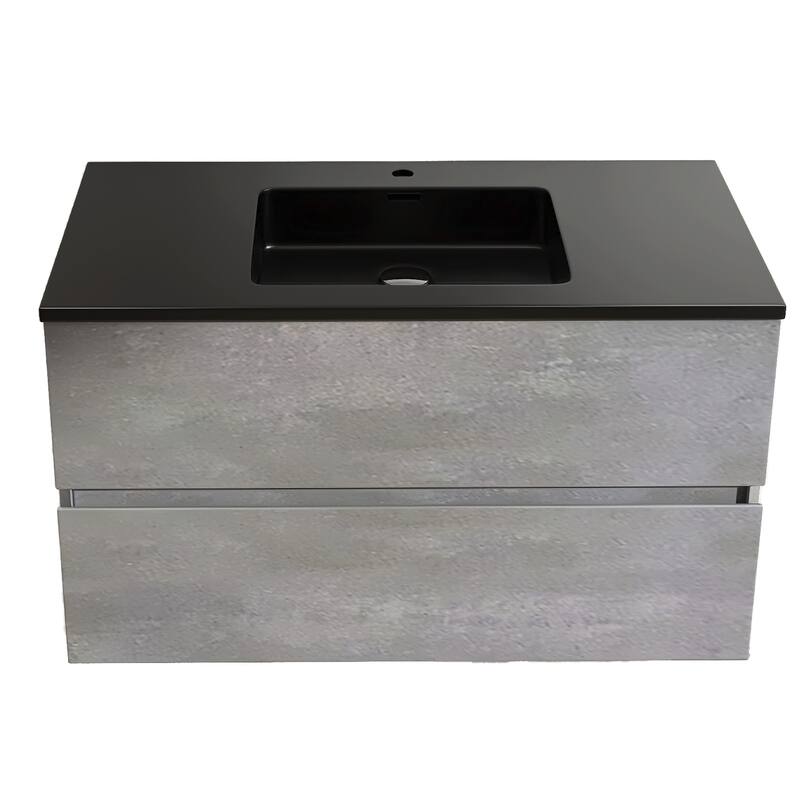 Bathroom Vanity in Cement Grey with Integrated Quartz Sand Top
