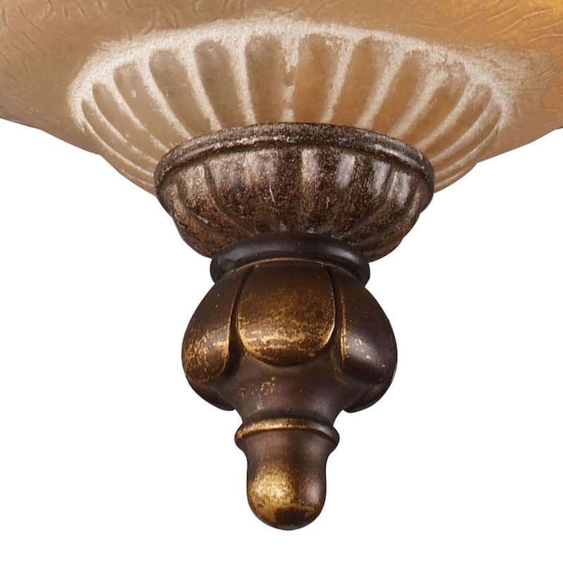 Elk Home Restoration Golden Bronze With Amber Glass 3 Light Semi Flush - 12 in. Wide