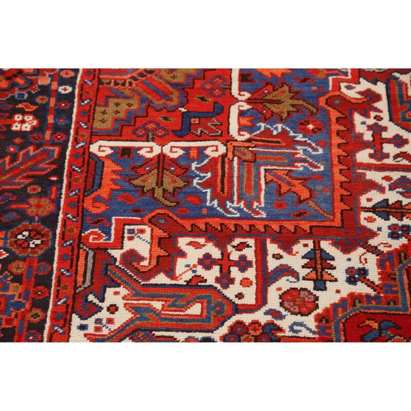 Hand Knotted Oriental 100% Wool Carpet Traditional Medallion Red Heriz Area Rug - 11' 0'' X 7' 9''
