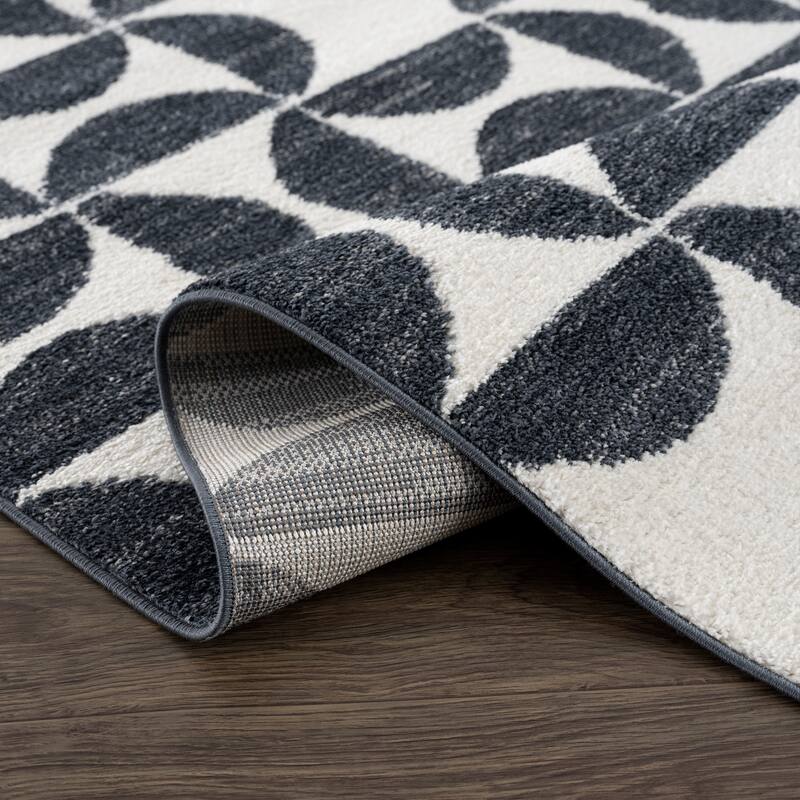 Abani Rugs Nuevo NUE170A High-contrast Charcoal and Ivory Area Rug
