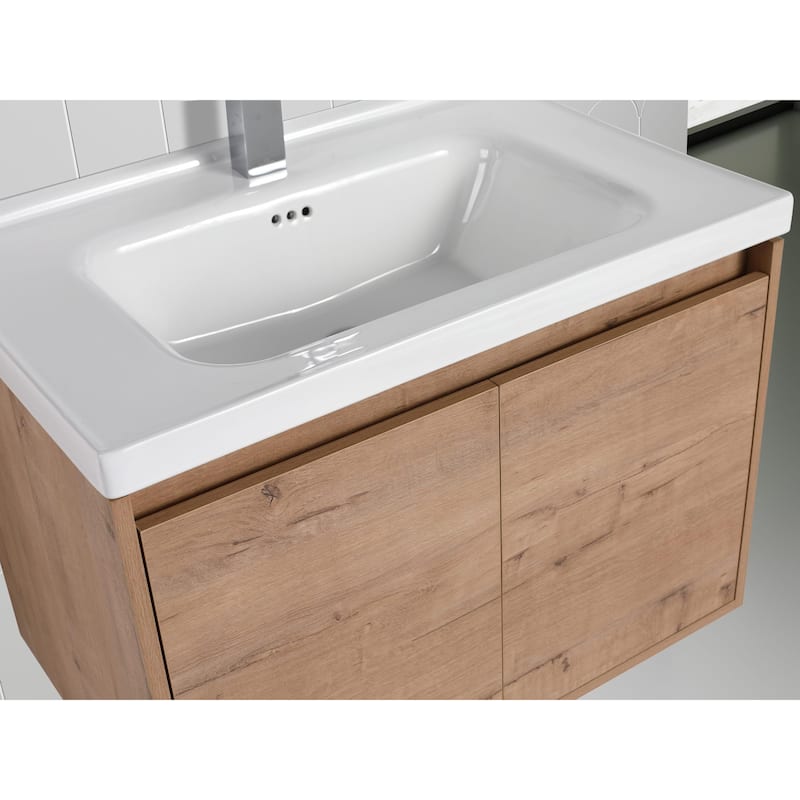 Blossom 28" Wall Mounted Floating Bathroom Vanity with Ceramic Sink