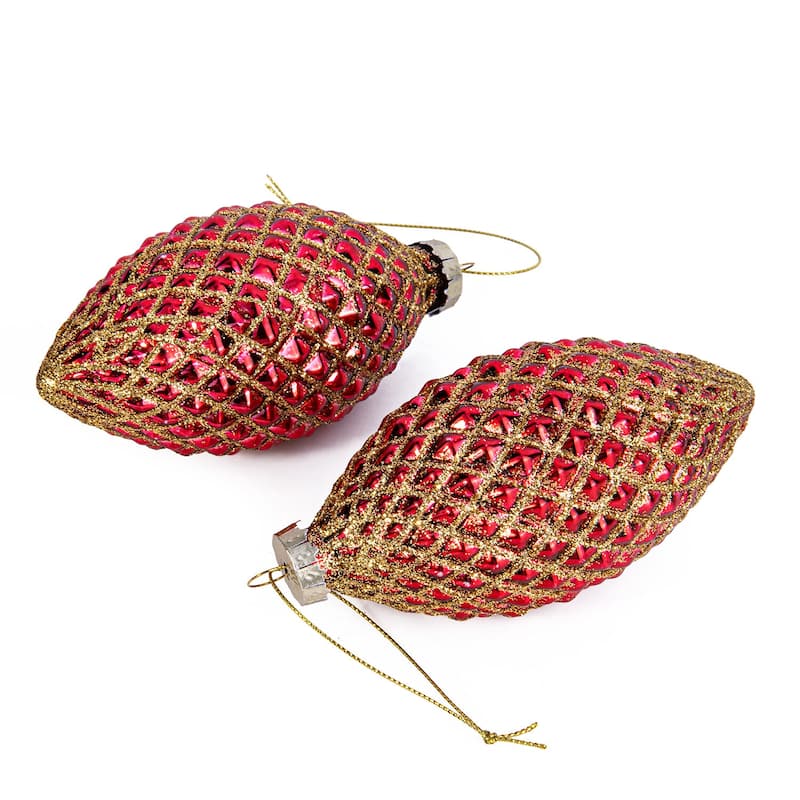 Red Icicle Glass Christmas Tree Ornament Set of 2 - 2.4 х 5.1"