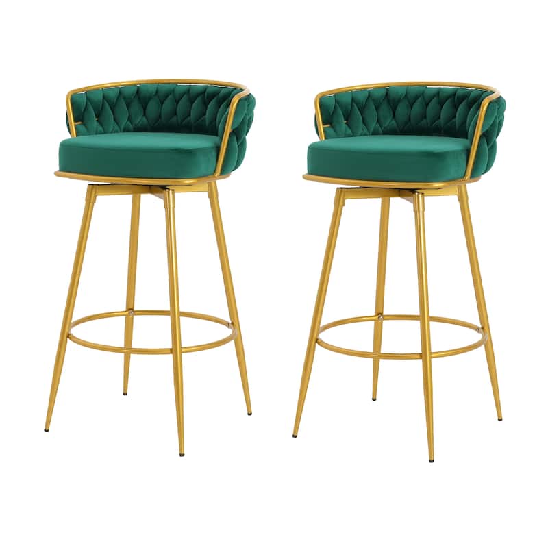 Upholstered Swivel Counter Height Bar Stools Dining Chairs Set of 2