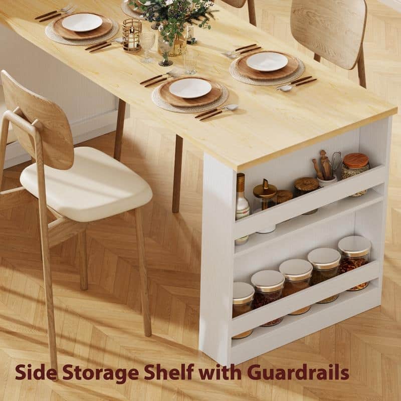 Betsy Kitchen Island with Extendable Dining Table for 4-6 Person