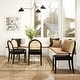 preview thumbnail 12 of 15, Panama 18" Curved Cane Rattan Boucle Upholstered Dining Chair (Set of 2)
