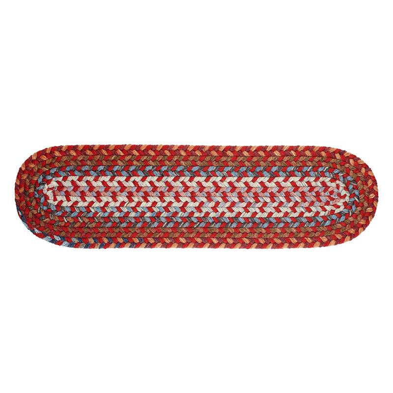 Rhody Rug Augusta Space-dye Wool Braided Rug - Red Velvet - 8" x 28" Oval