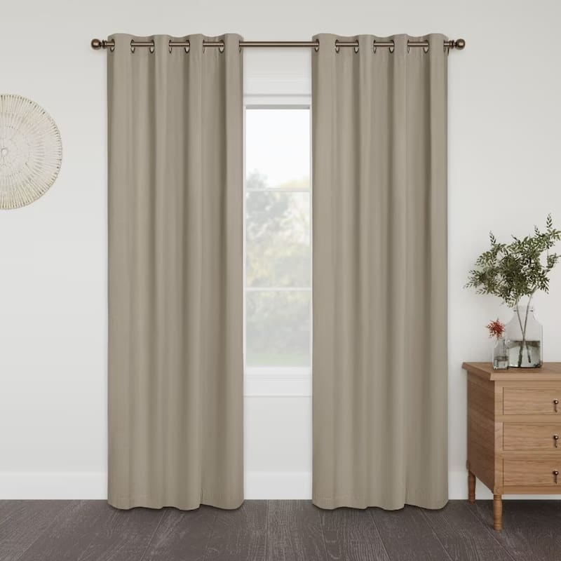 Linen Slub Blackout Grommet Curtain Pair(2 Panels)