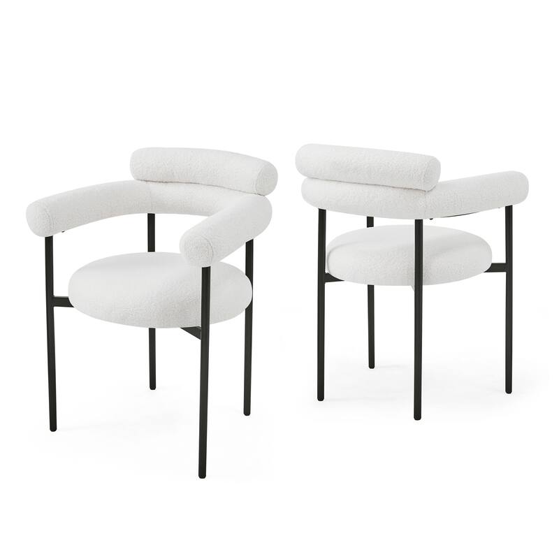 Naci Modern Fabric Arm Dining Chairs with Metal legs by Christopher Knight Home