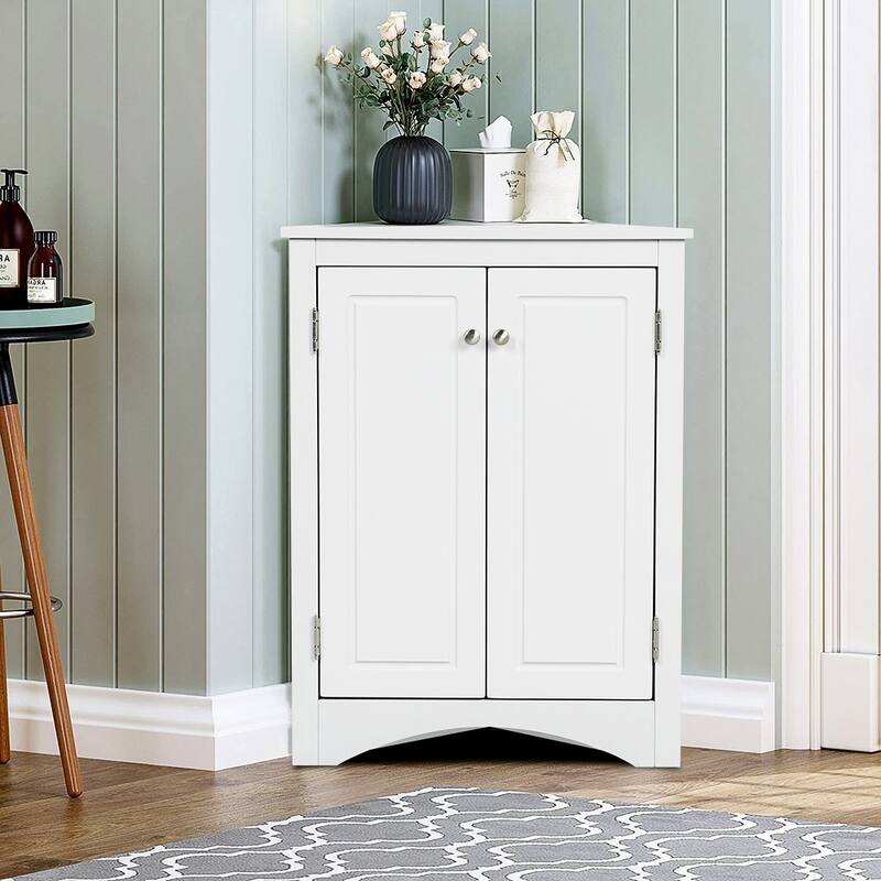 Free-Standing Corner Cabinet with 2 Doors and Adjustable Shelves - 31.5”H