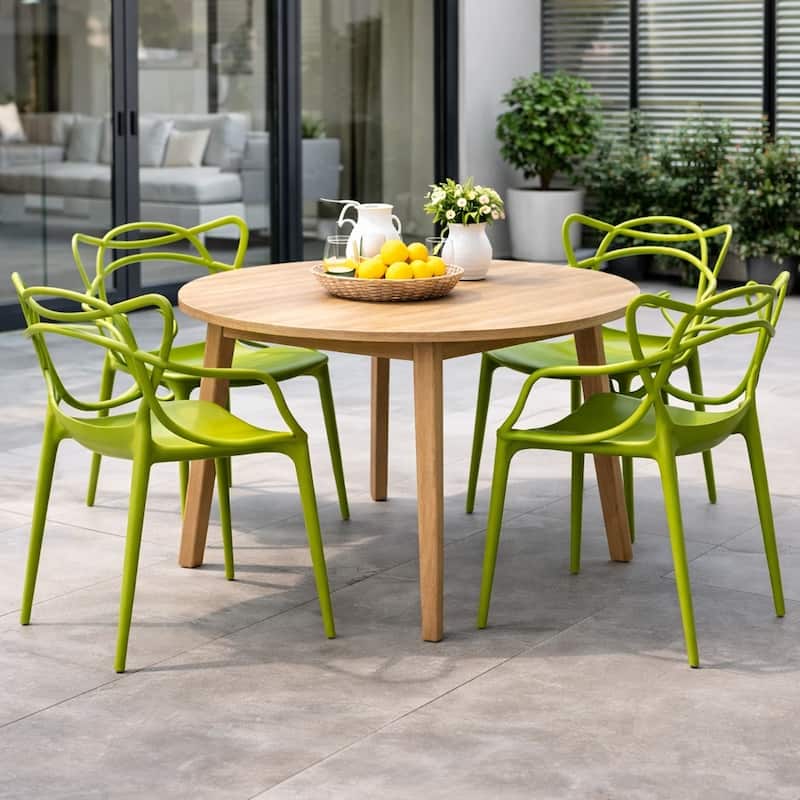 Modern Stackable Geometric Molded Stacking Chairs Dining Armchairs Indoor Outdoor Patio Work Office Kitchen (Set of 2)