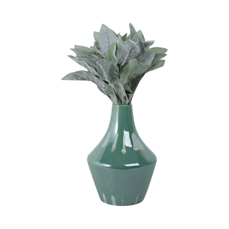 Stoneware Ceramic Decorative Vase with Glossy Drip Glaze Finish