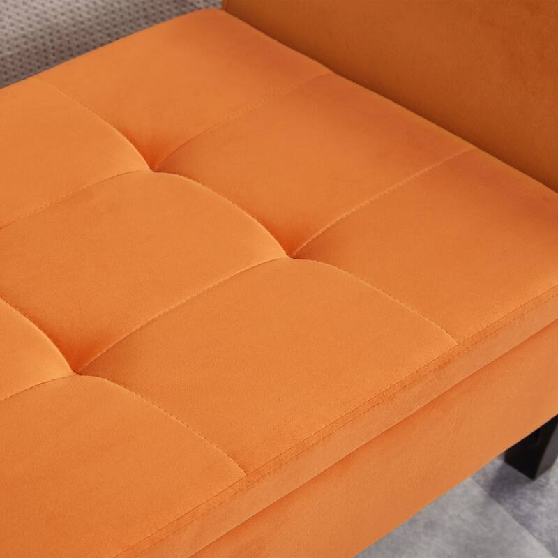 Bed Storage Bench with Curved Arms and Solid Wooden Legs