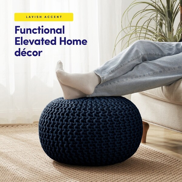 Sweet Home Collection Round Pouf Foot Stool Ottoman - Bed Bath