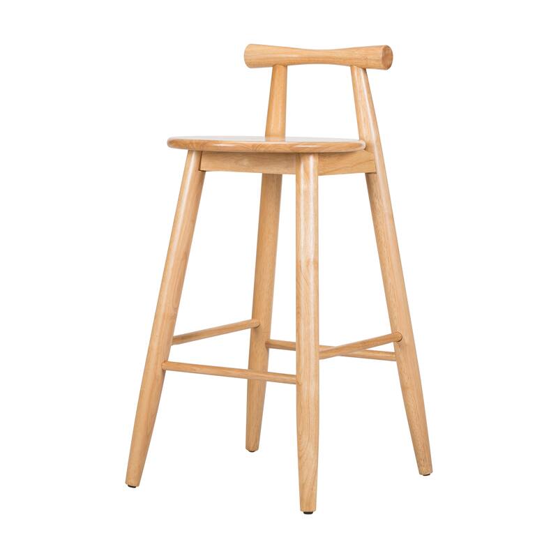 Roomfitters Grove Indoor Rubberwood Barstools with Cross Bar Backrest, Natural Finish Set of 2