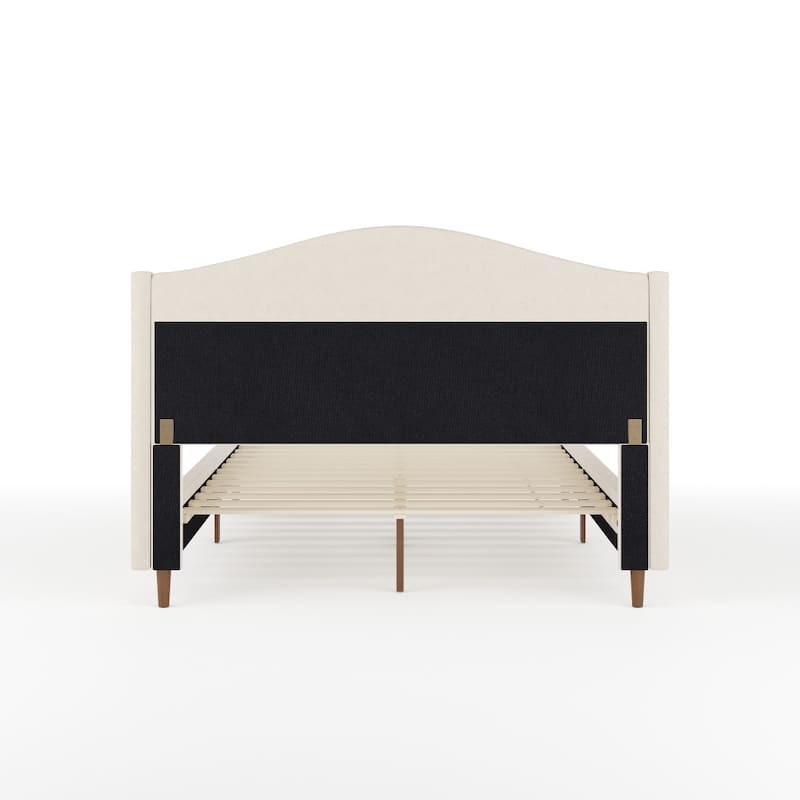 Martha Stewart Upholstered Platform Bed with Curved Headboard