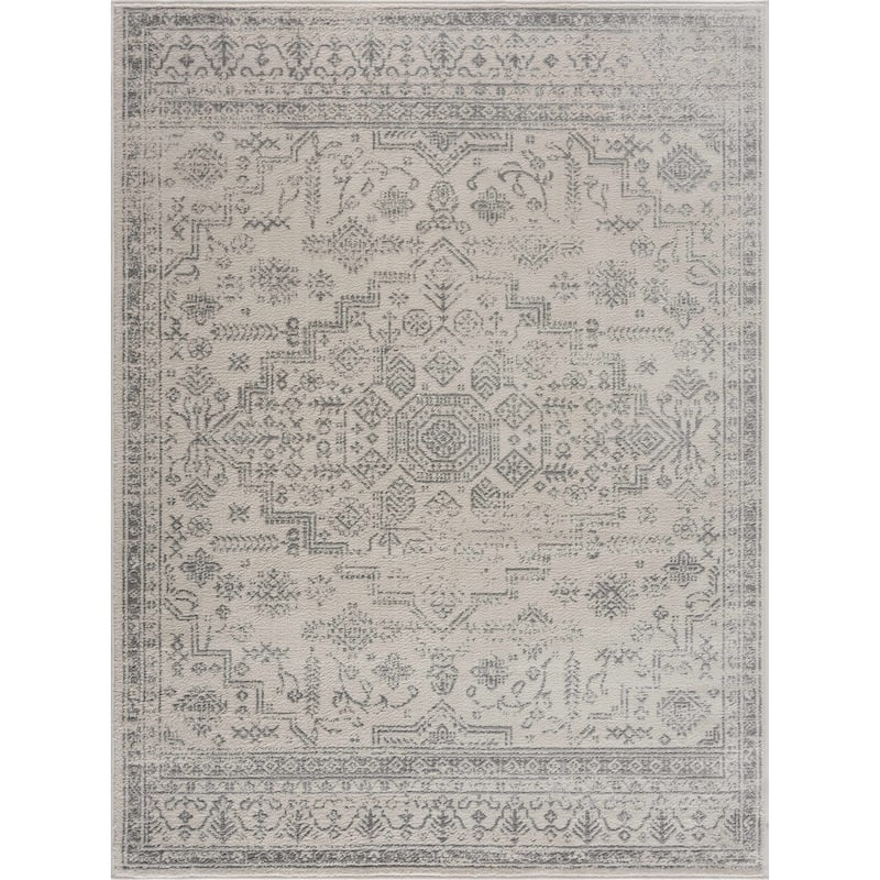 Hauteloom Tigris Modern Traditional Abstract Farmhouse Neutral Grey / Beige Area Rug