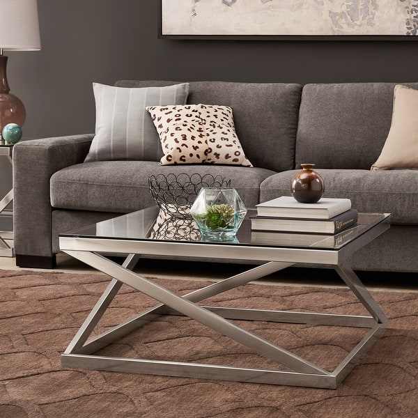Brynn Brushed Nickel Coffee Table or Table Set by iNSPIRE Q Modern On