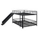 preview thumbnail 10 of 70, Metal Bunk Bed with Slide and Door, Twin Over Twin/Full Over Full Low Bunk Bedframe with Fence Guardrails and Ladder for 2 Kids