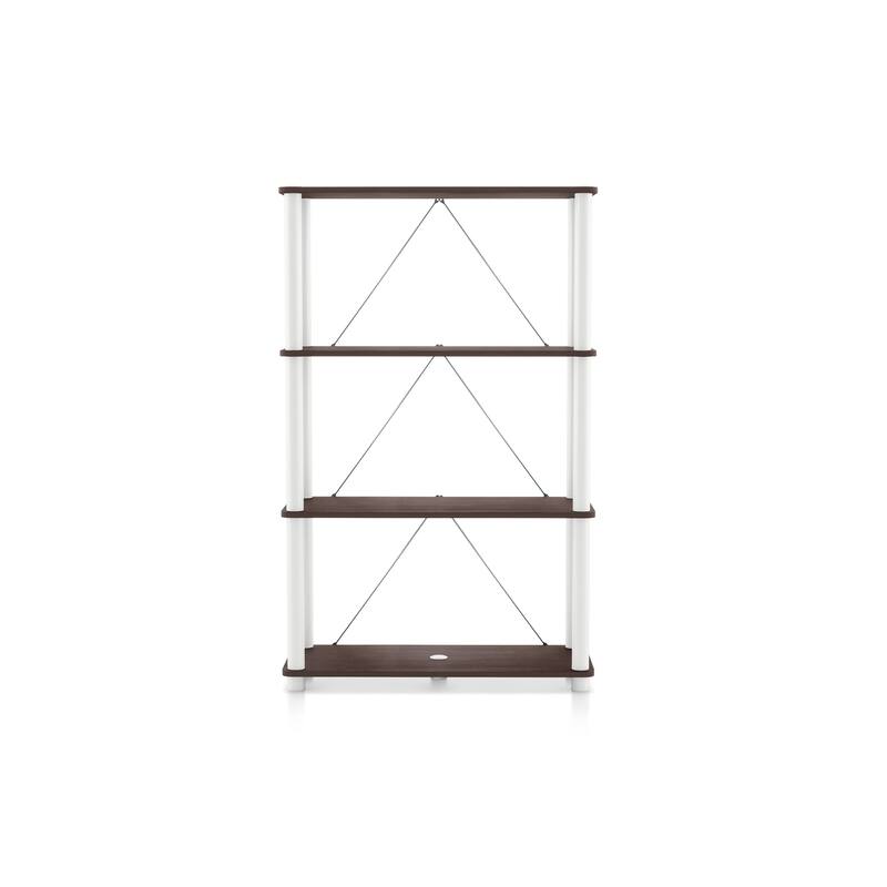 DH BASIC Modern Wood Shelving Unit with storage - Tier Shelves, Cube Ladder Shelf by Denhour