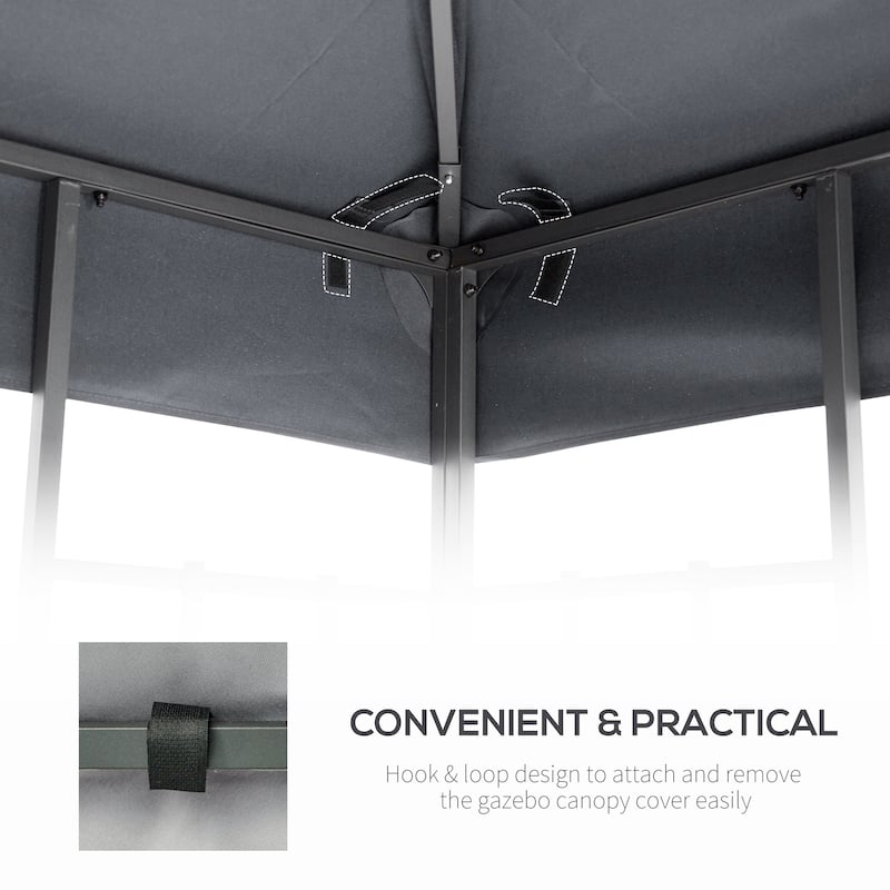 Outsunny Gazebo Replacement Canopy for Model 01 -0153, 2-Tier Top Cover for 9.84' x 9.84' Outdoor Gazebo, Brown (TOP ONLY)
