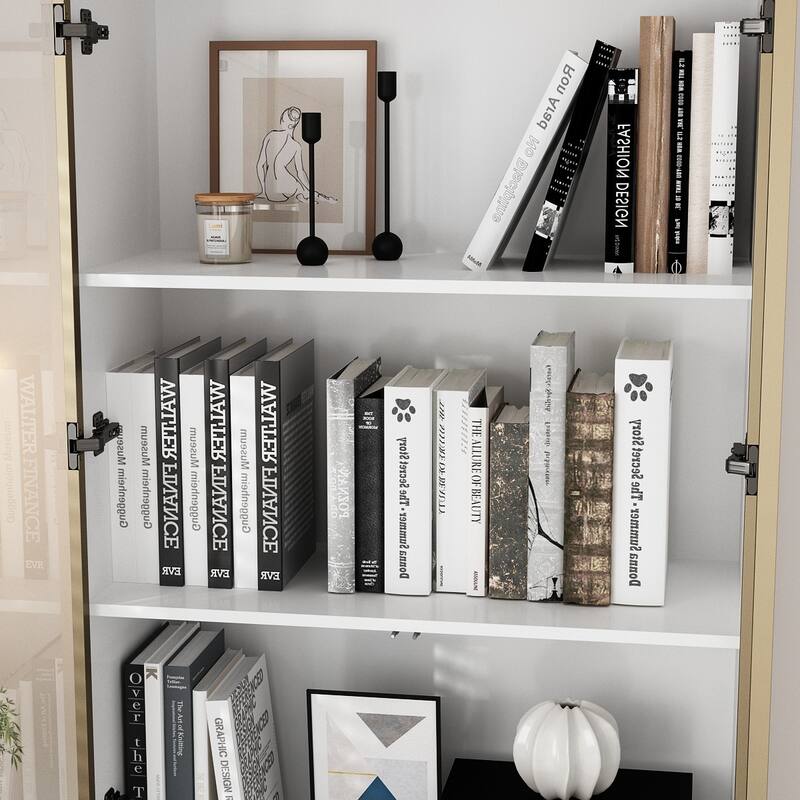 Tall Modular Display Storage Cabinet Bookcase w/Light Home Office