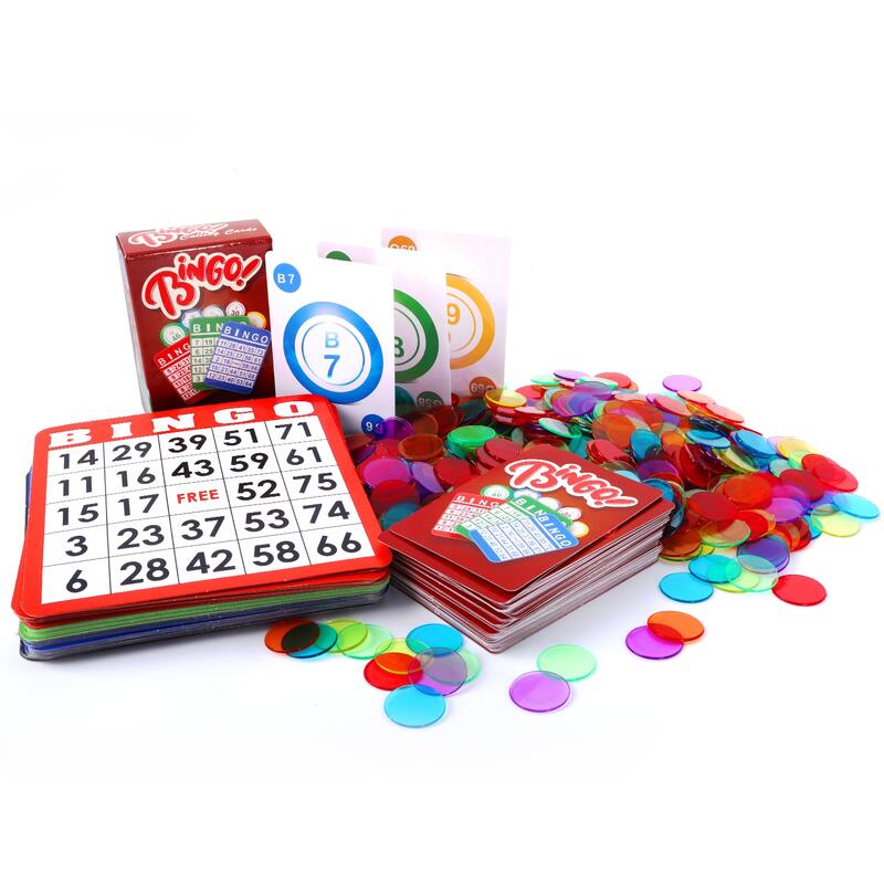 GSE™ Complete Bingo Game Set with 100 Bingo Cards, 1000 Bingo Chips & Deck of Calling Cards - Bingo Set - Bingo Set