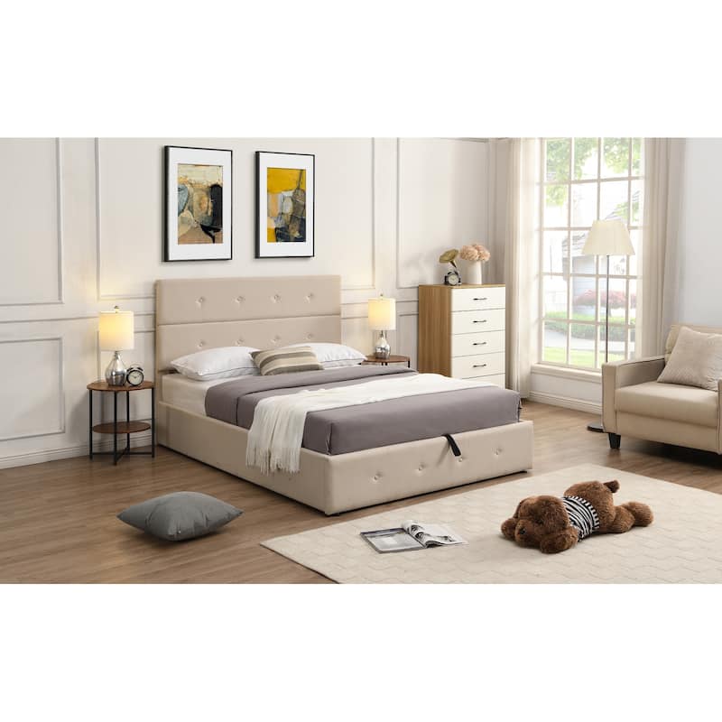 Full Upholstered Platform Bed with Storage Bed Bath & Beyond 38240667