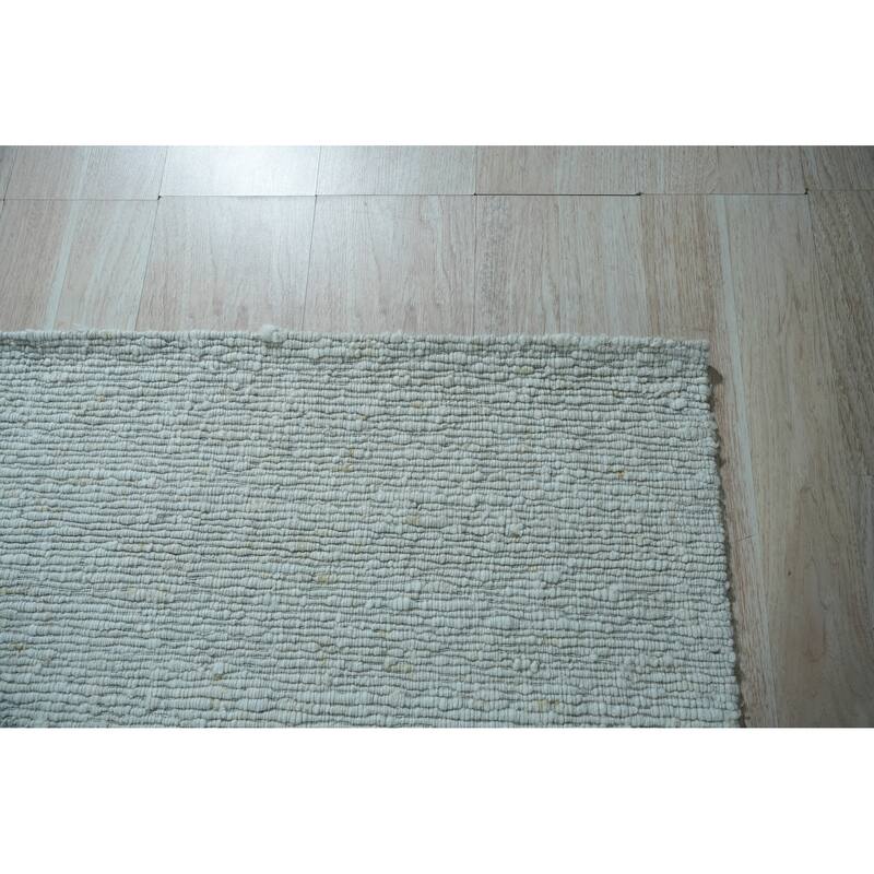 Home Décor Ivory Hand-Knotted Wool Modern Flat Rug by EORC | Stylish and Elegant Area Rug for Adding Contemporary