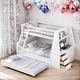 preview thumbnail 1 of 8, Twin over Full Bunk Bed with Trundle and Built-in Desk, Three Storage Drawers and Shelf,Storage Space,Easy Assembly,Gray White - Twin