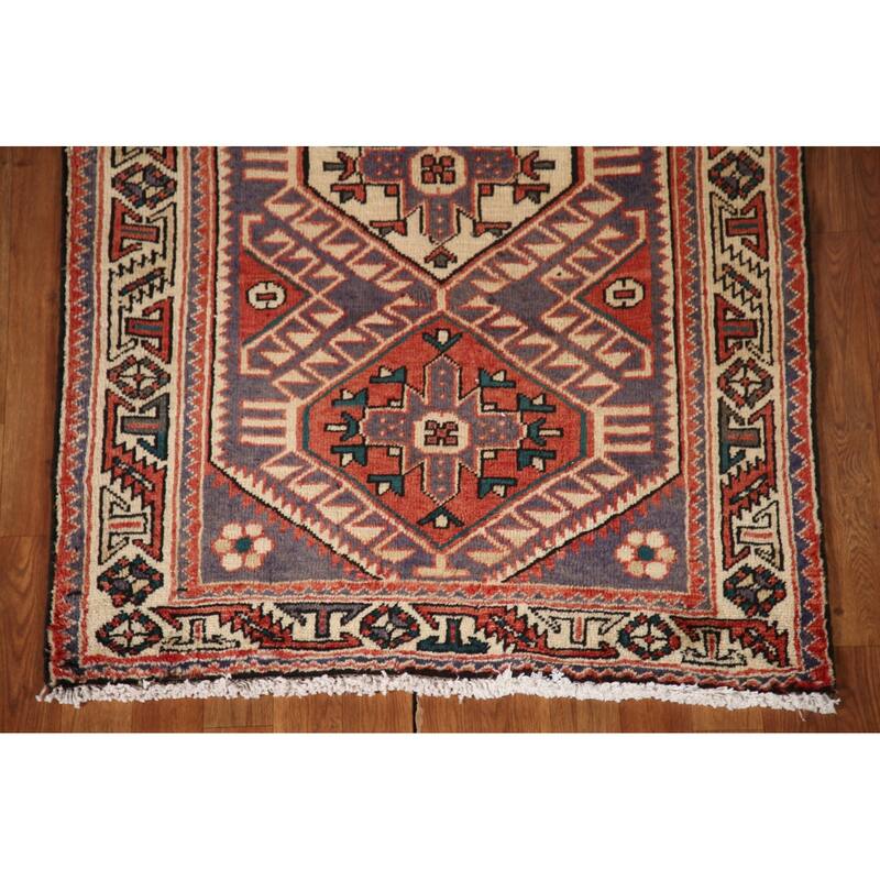 Bakhtiari Persian Vintage Runner Rug Hand-knotted Wool Carpet - 3'2"x 10'0"
