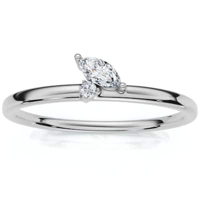 Marquise Diamond Stackable Wedding Ring Women's Anniversary Band Gold