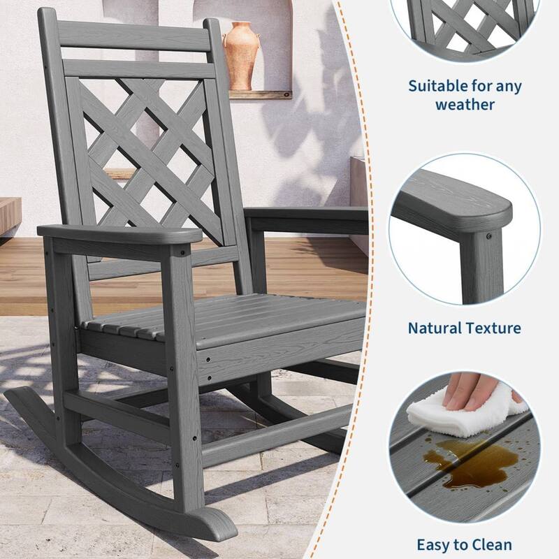 Patio Adirondack Outdoor Rocking Chair, Fire Pit Chair for Porch, Deck, Lawn - N/A