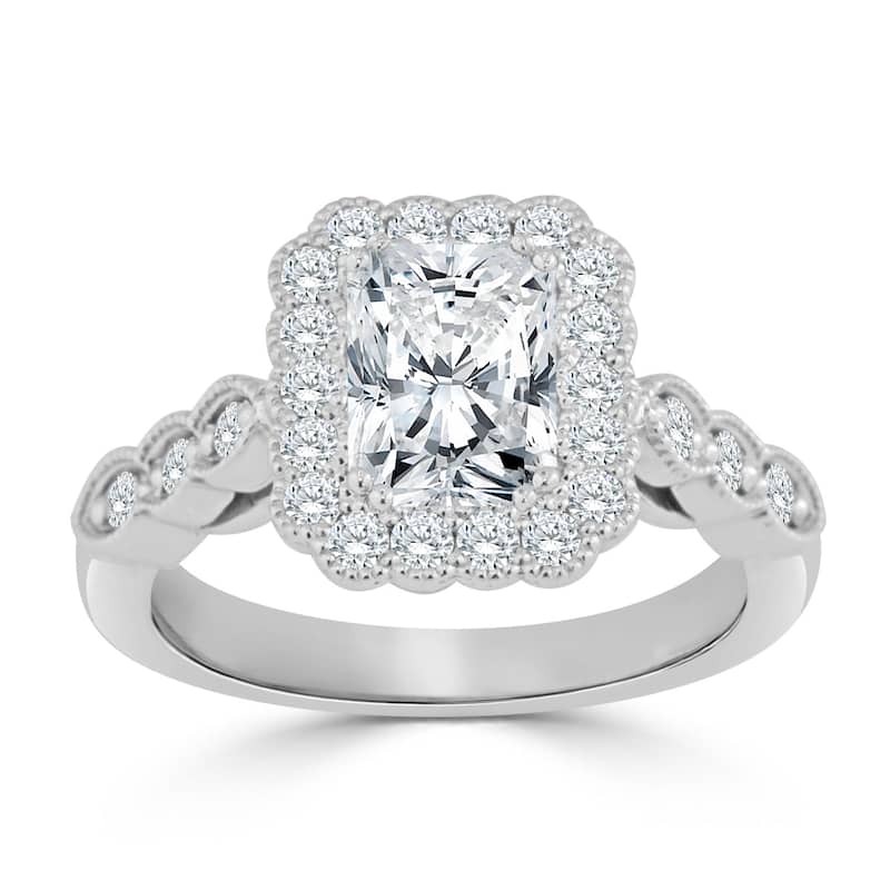 Auriya 14k Gold 2 1/2ctw Vintage Radiant-cut Halo Diamond Engagement Ring (H-I, SI1-SI2)