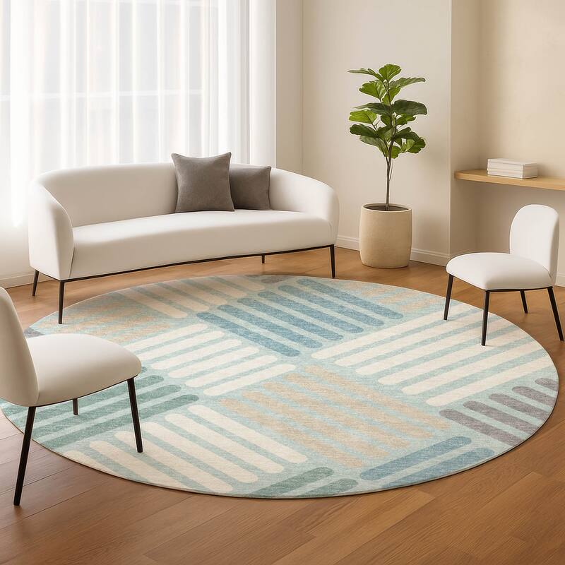 Machine Washable Indoor/ Outdoor Modern Weave Chantille Rug
