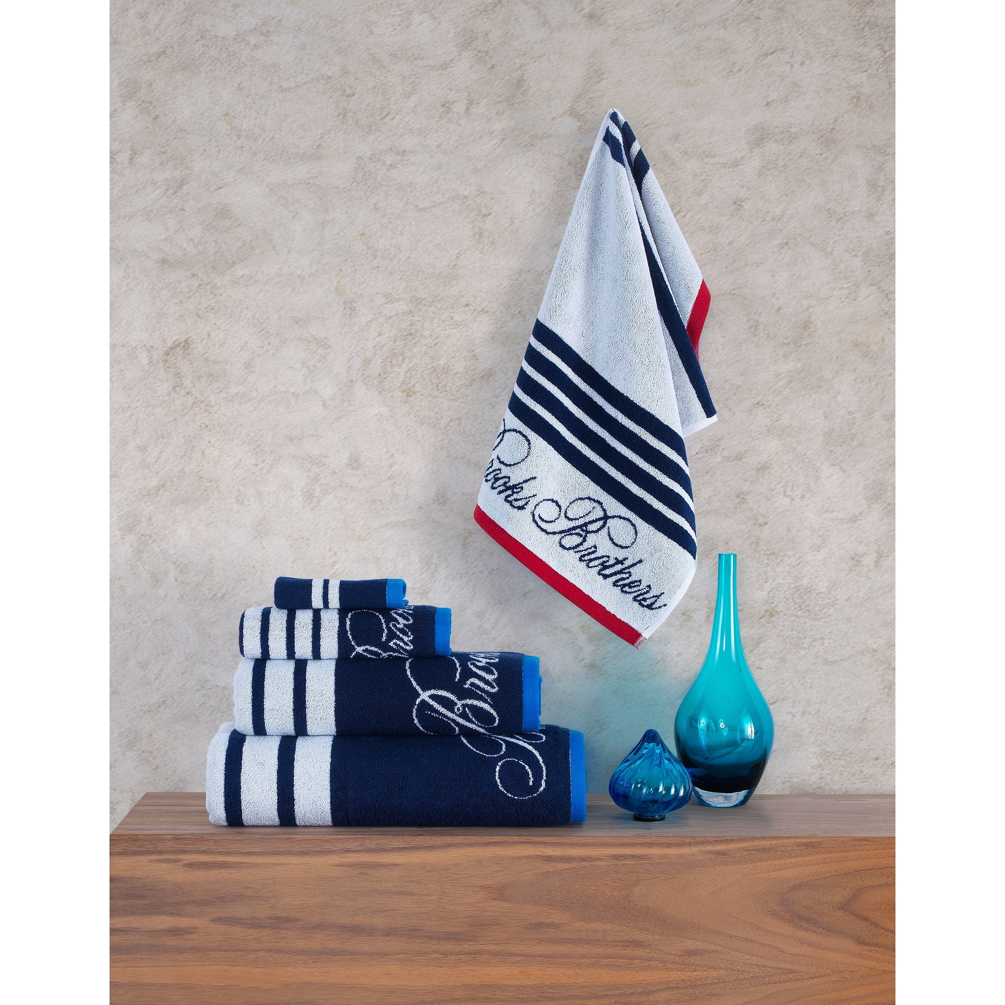 Brooks Brothers Nautical Blanket Stripe 4 pcs Wash Towels
