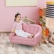 preview thumbnail 8 of 21, Qaba Kids Sofa Linen Fabric Wooden 2 Seat Armrest Children Chair Cozy Pink